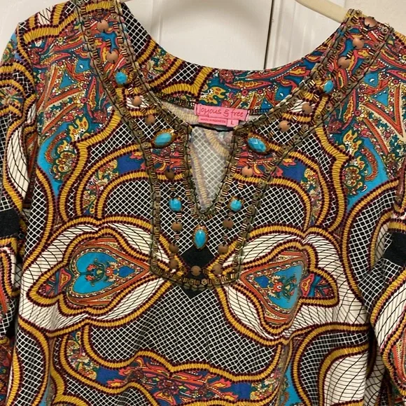Multicolor Bohemian Women's Top
 Joyous and free large - Picture 3 of 4